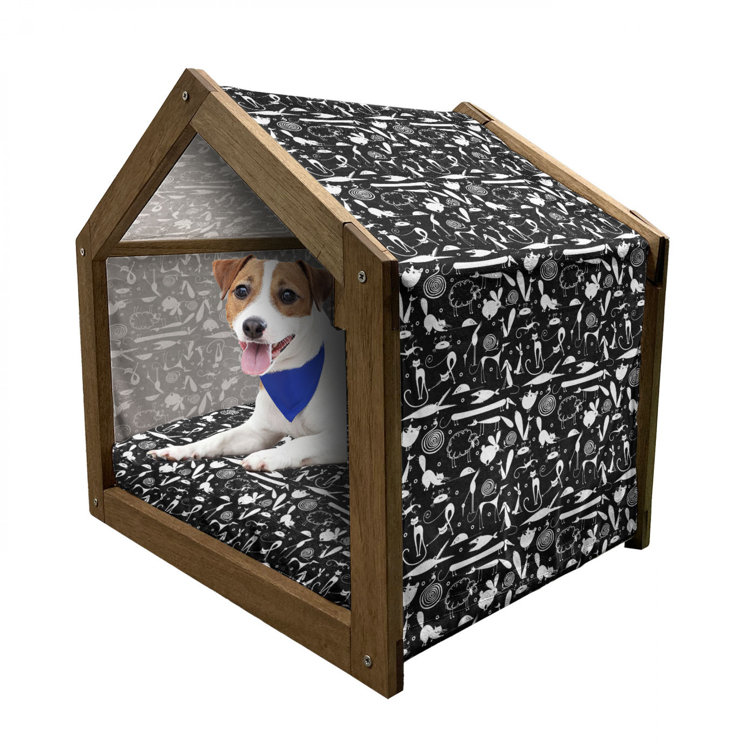 Bless international Ambesonne Animals Wooden Pet House Funny